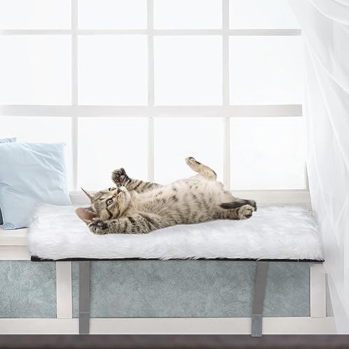 Heavy Duty Cat Window Perch Hammock Seat Wall Mount Perch House for Indoor Cats, Cat Bed Shelves Furniture,White