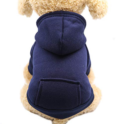 Jecikelon Winter Dog Hoodie Sweatshirts with Pockets Warm Dog Clothes for Small Dogs Chihuahua Coat Clothing Puppy Cat Custume (Navy, X-Small) - color: Navy, size: X-Small