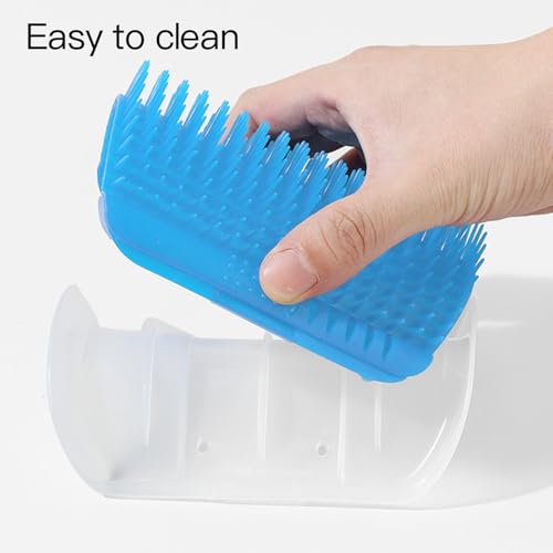 Premium Corner Cat Scratcher - Wall-Mounted Itch Relief and Play Center for Indoor Cats,Wall-Mounted Corner Cat Scratcher, Self-Grooming Brush (Blue)