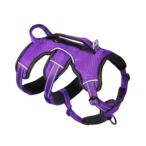 Tuff Pupper Escape Proof No Escape Dog Harness | 5 Point Adjustable Fit Harness for Dogs | Padded Dog Harnesses | Handle Dog Lift Harnesses - color: Purple, size: X-Small
