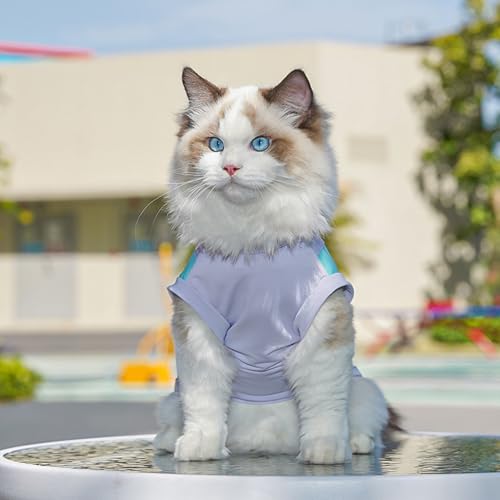 Sun Protection Dog Shirt Breathable Quick-Drying Ice Silk Dog Cooling T-Shirts Summer Pet Sleeveless Clothes for Small Medium Dogs Cats Green Purple 4XL - color: Green Purple, size: 4XL
