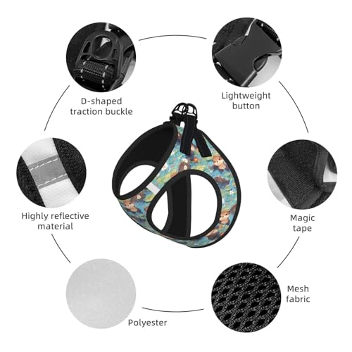 Otter Pet Harness Escape Proof Dog Harness Adjustable Mesh Padded Reflective Dog Vest Harness and Leash Set Large - color: Style 5, size: Large