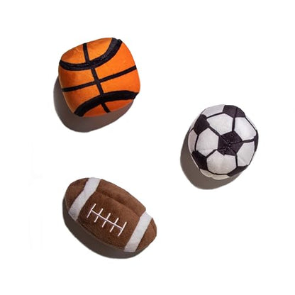 Glow Pups Sports Balls, Dog Toy with Squeakers, 3 Pack: Football, Soccer, Basketball - style: 3 Pack: Football, Soccer and Basketball