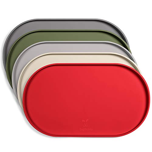 DogBuddy Dog Food Mat - Waterproof Dog Bowl Mat, Silicone Pet Mat for Food and Water Bowls, Nonslip Pet Feeding Mat With Edges, Dogs Food Mats For Floors, Puppy Supplies (Small, Red) - color: Red, size: 19x11 Inch (Pack of 1)