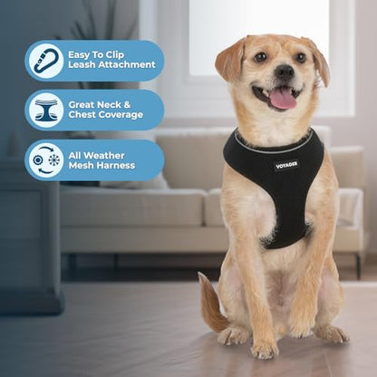Voyager Aerolite Over The Head Dog Harness, No Pull Breathable Air Mesh Vest, Quick Dry with Reflective Stitching, Adjustable Escape Resistant Harness for Small Medium Large Dogs - Black, Small - color: Black, size: S