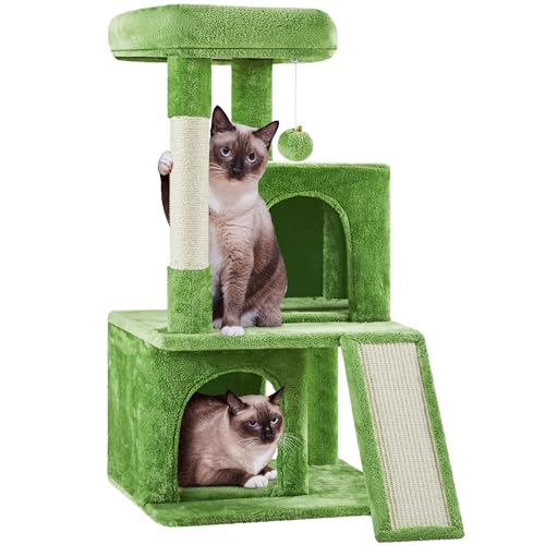 Yaheetech 36in Cat Tree for Indoor Cats, Cat Tower Cat Condo w/Extra Large Perch, Sisal Scratching Posts, Scratching Board, Green - color: Green, size: 36in