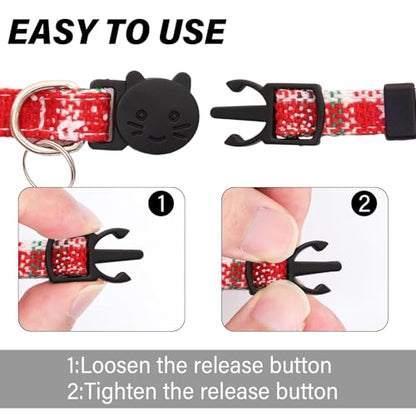 10 Pcs Christmas Cat Collar Breakaway with Bow Tie and Bell Kitten Collars Removable Bowtie Plaid Cat Collar for Cats Kittens Puppy Christmas Supplies - color: colorful