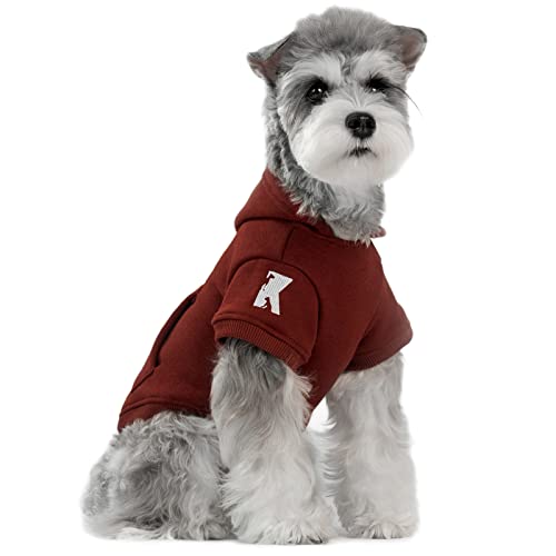 Dog Hoodie Fleece Puppy Clothes Warm Sweater with Hat for Small Dogs Cat Hooded Shirt Kitten Pet Basic Hoodies Sweatshirt with Pocket Doggie Soft Winter Coat Apparel (Red; S) - color: Red, size: S-(2~7lb) | Chest(~13")