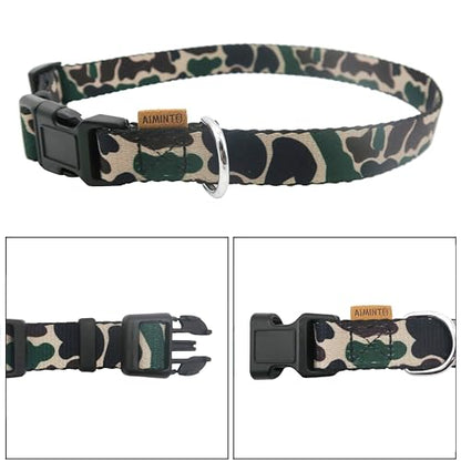 Dog Collar, Cute Camouflage Pattern, Soft and Adjustable Collar with Quick Release Buckle (XS (Neck 9-13", Width 3/8"), Camouflage Green) - color: Camouflage Green, size: XS (Neck 9-13", Width 3/8")