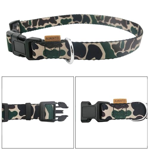 Dog Collar, Cute Camouflage Pattern, Soft and Adjustable Collar with Quick Release Buckle (S (Neck 11-18", Width 5/8"), Camouflage Green) - color: Camouflage Green, size: S (Neck 11-18", Width 5/8")