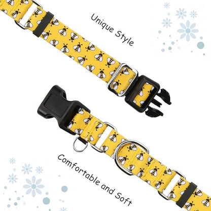 Martingale Dog Collar with Buckle Yellow Bee Dog Collar Adjustable Cute Design Patterns (Bee, Small) - color: Bee, size: Small