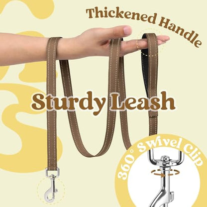 rabbitgoo Dog Harness Small Sized and Leash Set, Step-in Breathable Pet Harness, Soft Walking Reflective Puppy Vest for Small Dogs, Beige & Coffee, XXS - color: Beige & Coffee, size: XXS (Chest: 12.4 - 14.2")