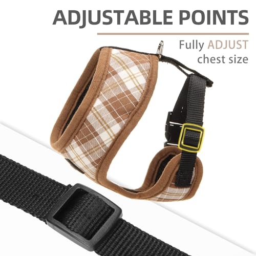 PUPTECK Soft Mesh Dog Harness and Leash Set Pet Puppy Cat Comfort Padded Vest No Pull Harnesses, Brown, XS - color: Brown, size: XS (NECK: 10", CHEST: 10"-14")
