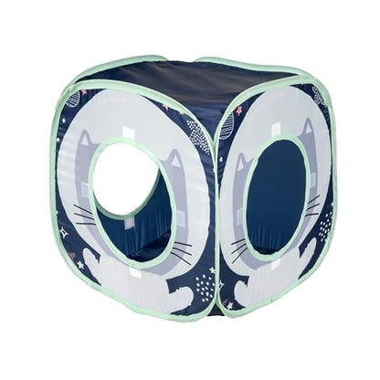 Kitty City Galactic-Themed Pop-Up Cat Play Cube, Collapsible Indoor Cat Hideout with Peekaboo Openings, Lightweight Foldable Cat Cube for Play & Lounging - color: M) Galactic Cube House