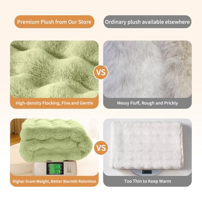 Pet Blanket, Reversible Sherpa & Bubble Fleece Pet Throw, Ultra-Soft Plush for Cats & Small Dogs, Machine Washable, Anti-Static, Warm & Cozy,28"×22" Inch Green - color: Green, size: 28"L x 22"W Inches