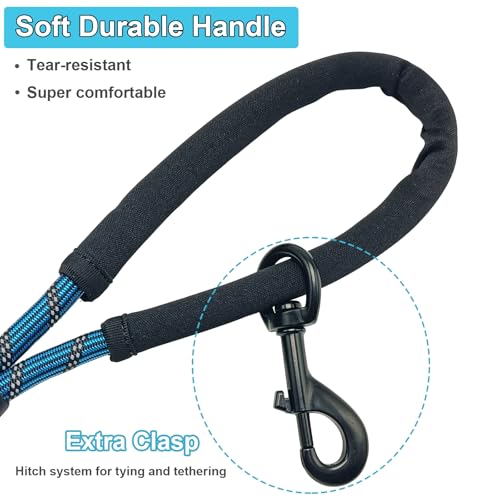 Long Dog Leash, 10/15/20/30/50FT Dog Training Leash with Soft Handle, Reflective Heavy Duty Rope Dog Lead for Medium Large Dogs Outside Play, Camping (3/8" x 50ft, Blue) - color: Blue, size: 50ft x 3/8inch