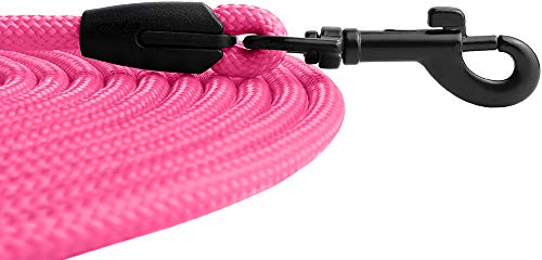 Rope Pro Training Dog Collar Braided No Pull Quick Release Round Lead Collars for Dogs Small Medium Large Puppy (30 FT Leash, Pink) - color: Pink