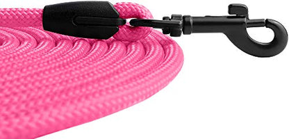 Rope Pro Training Dog Collar Braided No Pull Quick Release Round Lead Collars for Dogs Small Medium Large Puppy (30 FT Leash, Pink) - color: Pink
