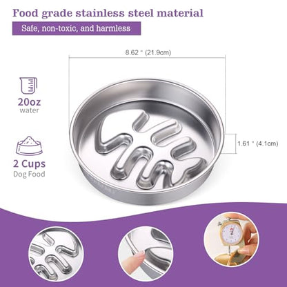 Stainless Steel Slow Feeder Dog Bowls – Non-Slip Metal Dog Bowl for Large & Medium Breeds, Puppy Puzzle Feeder – 2 Cup Capacity for Small to Big Pets – Durable Slow Feed Dog & Cat Food Dish - color: Fishbone
