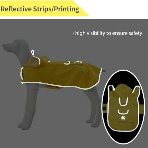 Dog Raincoat Reversible,Waterproof Dog Rain Coat Hooded Slicker Poncho with Reflective Strip, Plaid Double Layer Rain Jacket for Small Medium Large Dogs (Yellow, Small(9-13lb)) - color: Yellow, size: Small(9-13lb)