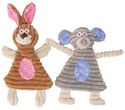 No Stuffing Dog Toys with Squeaker, Durable Dog Chew Toys, Small Dogs & Puppies, Rabbit & Elephant - size: Rabbit & Elephant