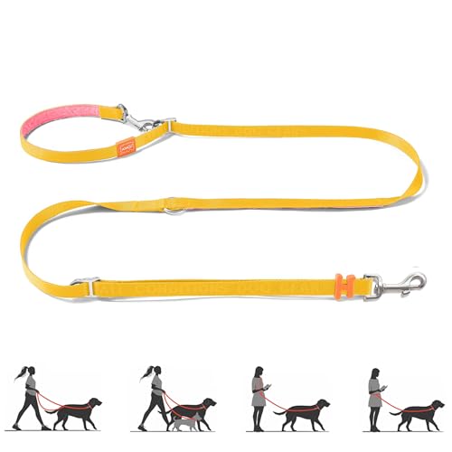 Hands Free Dog Leash with Padded Handle,Multifunctional Crossbody Waist Leash for Walking Running Jogging Training,7.5 FT Nylon Adjustable Length for All Breeds(Yellow, Standard) - color: Yellow, size: Standard