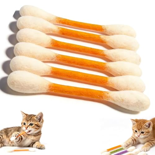 Cotton Swabs Cat Toys with Catnip,6Pack Giant Kitten Chew Sticks for Indoor Boredom,Durable Big Kitten Chew Dental Teething Ropes,Big Interactive Felt Kitty Kicker Play Lover Gift Accessories (Orange) - color: Orange