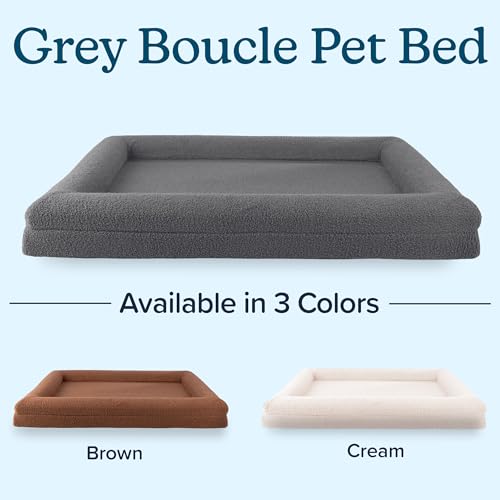 Orthopedic Dog Bed - 45x36 Inch Large Dog Bed with Supportive Bolster, Nonslip Bottom, and Removable Washable Cover - Memory Foam Pet Beds for Large Dogs - Pet Products by PETMAKER (Gray) - size: Large