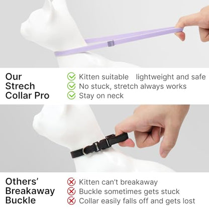 Safety Cat Collar Pro, Lightweight Elastic Release Non Breakaway Cat Collar Adjustable with Snap Fastener for Kitten All Small Large Cats,US IDA Gold Award (Midnight Black, S 5.9-11.8") - color: Midnight Black, size: S 5.9-11.8"