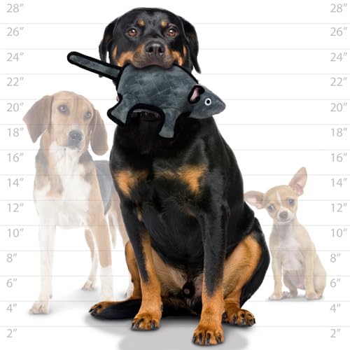 TUFFY World’s Tuffest Soft Dog Toy – Barnyard Series, Mouse Gray, Large - color: Gray/Black, size: Large