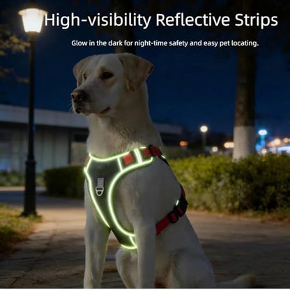 Chesoon Tactical Pet Harness Set Heavy Duty with Pushing LED Light No Pull Vest Reflective Fabric System 49.6-99.2lb / 22.5-45.0kg Blue Size XL - color: Blue, size: XL