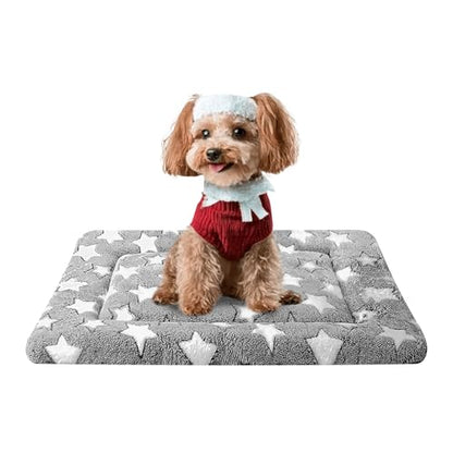 Dog Bed Mat, Reversible Crate Pad & Cute Dog Bed - Machine Washable Kennel Mat with Ultra Soft for Small Dogs (Cool/Warm), 24" x 18", Grey&Star - color: Grey&Star, size: 24"L*18"W*1.5"Th