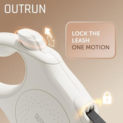 OUTRUN Retractable Dog Leash 16 FT Walking Leash up to 55 Lbs, Strong Nylon Tape No Tangle, Heavy Duty One-Handed Brake Lock Perfect for Small & Medium Sized Dogs and Pets (Starlight White) - color: Starlight White