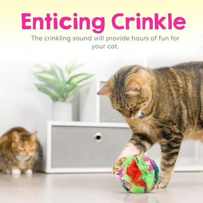 Jumbo Cat Crinkle Ball 3.5 Inch | 1 Pack | Interactive Indoor Cat Toy, Safe Lightweight Build with Durable Crinkle Material and Engaging Sound - style: 1 Pack