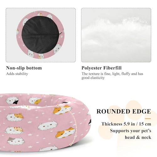 Cat Round Dog Bed, Calming Cat Bed Washable with Removable Cover & Non-Slip Bottom, Soft Cozy Indoor Pet Bed for Living Room, Floor, Sofa, 18" - size: 18"