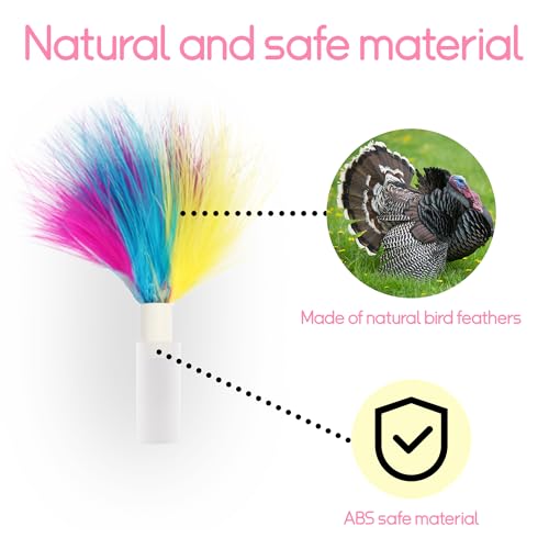 Feather Replacement for Cat Toys，3pcs Rainbow Feather, Replace The Silicone end - size: 3