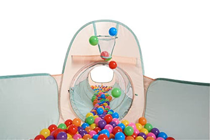 UTEX 3 in 1 Pop Up Play Tent with Tunnel, Ball Pit for Kids, Boys, Girls, Babies and Toddlers, Indoor/Outdoor Playhouse - color: Pink/ Green & Ball Pit