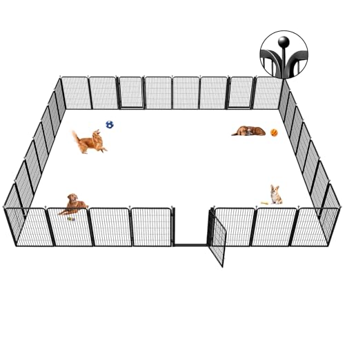 Dog Playpens with Low Threshold Gate, 40 Inch 30 Panels Heavy Duty Outdoor Dog Play Pen, RV Camping Yard Indoor Puppy Playpen Portable Pet Pen Fence for Large/Medium/Small Dogs - color: 27 Panels+3 Large Gate