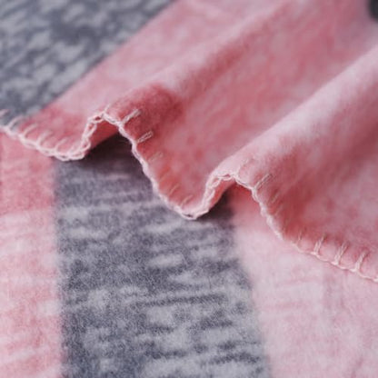 ZYFZCYBL Fleece Throw Blankets for Couch Bulk Lightweight Warm Soft Cozy Blanket 6 Pack Bulk Fleece Blanket Solid for Bed Couch Office Gifts Outdoor 50 x 60 inch Pink and Grey - color: Plaid (Pink and Grey)