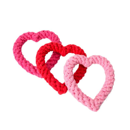 Dark Pink Cute Dog/Cat Chew Toys, Dog Toys for Chewers, Heavy Duty Dental Dog Rope Toy for Dogs, Creative Love Heart Shaped Interactive Rope Dog Toys, Cotton Puppy Teething Chew Tug Pet Supplies