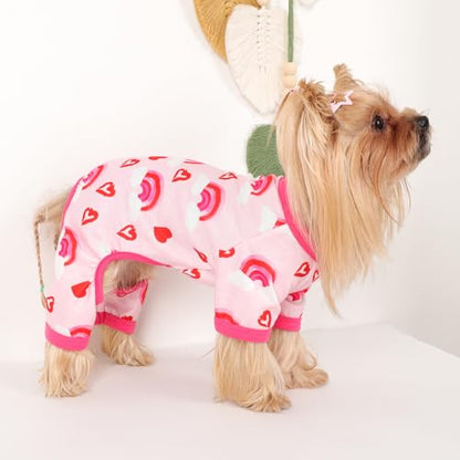 Dog Pajamas for Small Dogs, Soft Thin Pjs Jammies Cat Doggie, Summer Pet Cute Puppy Clothes Outfits Dogs Boy Girl(Red Heart, XS) - color: Red Heart, size: X-Small (Chest 11.8 in)