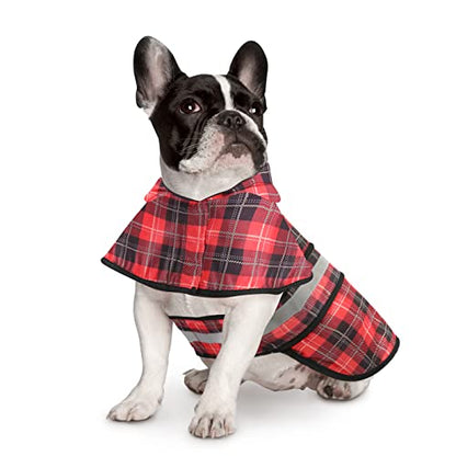 HDE Dog Raincoat Jacket Reflective Adjustable Hooded Pet Poncho Rain Coat with Leash Hole for Small to X-Large Dogs Plaid - S - color: Plaid, size: Small