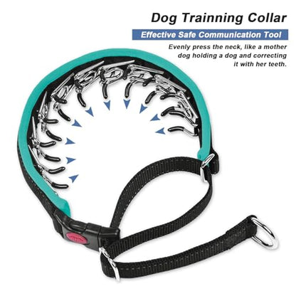 Heavy Duty Nylon No Pull Dog Collar with Buckle, Adjustable Anti Pull Reflective Slip Collar for Large Medium Small Dogs - L Green - color: Black Green, size: L (19"-26" Neck, 1.5" Wide)