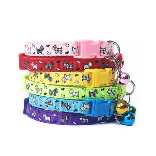 Red XXS Dog Collar with Bell, 2 Pack Puppy Collar with Bell, Nylon Cute Female Cat Collars Adjustable XXSmall XS Little Small Girl's Kitten Dogs - color: Red