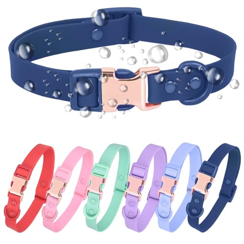 Waterproof Dog Collar with Safety Metal Buckle, Durable and Easy to Clean Soft Rubber Dog Collar, Adjustable Pet Collars for Small Medium Large Dogs - color: Dblue, size: S