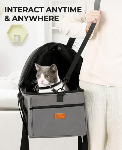 BurgeonNest Top-Expandable Large Cat Carrier, Soft Sided Cat Bag Carrier for Medium Large Pet Up to 15 lbs, Upgraded Small Dog Car Seat, Puppy Travel Bag with Semi-Open Canopy - size: Medium