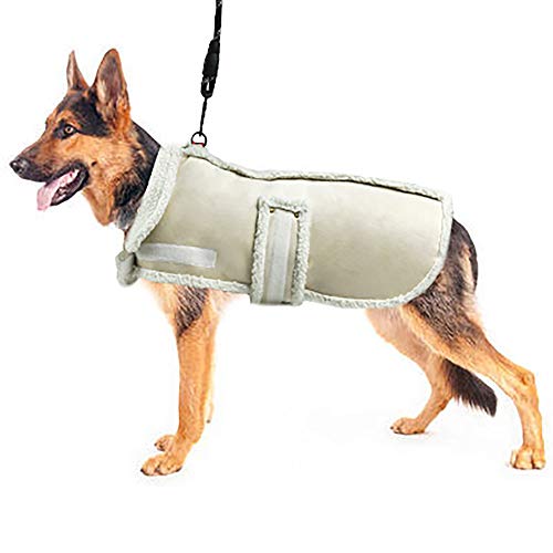 Dog Winter Jacket, Warm Windproof Dog Sweaters for Small Dogs, Thick Apparelf Fleece Coat for Medium Large Dogs (X-Large) - color: Beige, size: X-Large(41.9lb-57.3lb)