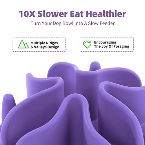 Jaoul Slow Feeder Dog Bowls Insert, Puzzle Slow Feeder Insert with 30 Octopus Suction Cups for Small Medium Large Size Dog Food Bowl (4.72 inch, Purple) - color: Purple, size: Medium(4.72 inch)