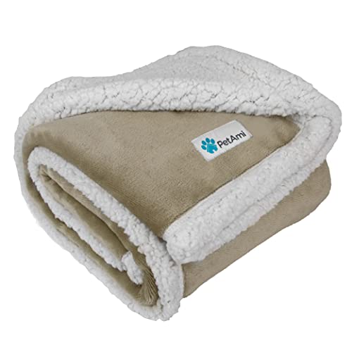 PetAmi Dog Blanket for Medium Large Dogs, Pet Bed Blanket Cat Puppy Kitten, Fleece Furniture Couch Cover Protector Sofa Car, Soft Sherpa Dog Throw Plush Reversible Washable, 40x60 Taupe - color: Taupe, size: Large - 60 X 40 Inches