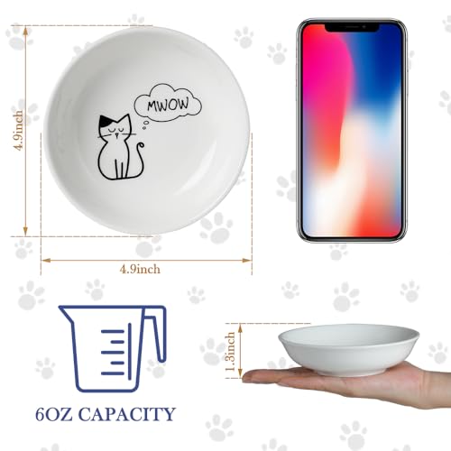 HAPPY KIT 2pcs Little Cat Bowls,5Inch Cat Food Bowl for Indoor Cats,Cute Kittens Plate/Dish/Dishes Set with Non-Slip Relief of Whisker Fatigue for Kitten - Microwave and Dishwasher Safe - color: Kitten pattern